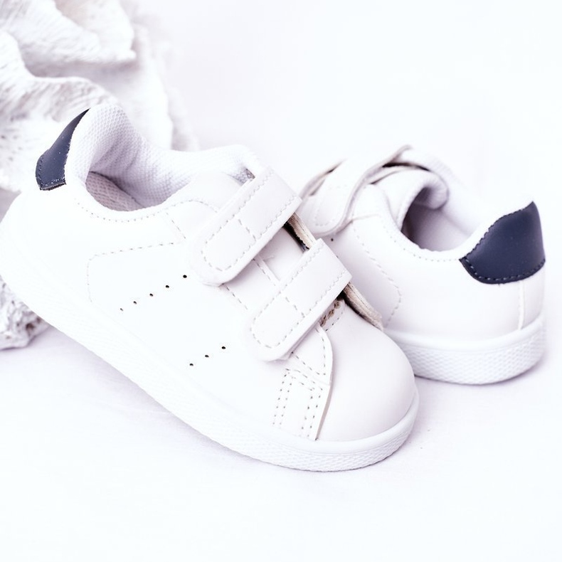 Gyermek fehér és sötétkék kaliforniai cipők tépőzárral 1