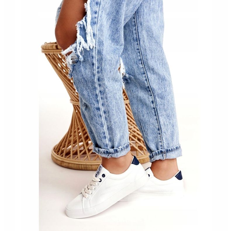 Női bőr cipők Big Star BB274211 Fehér és sötétkék 3