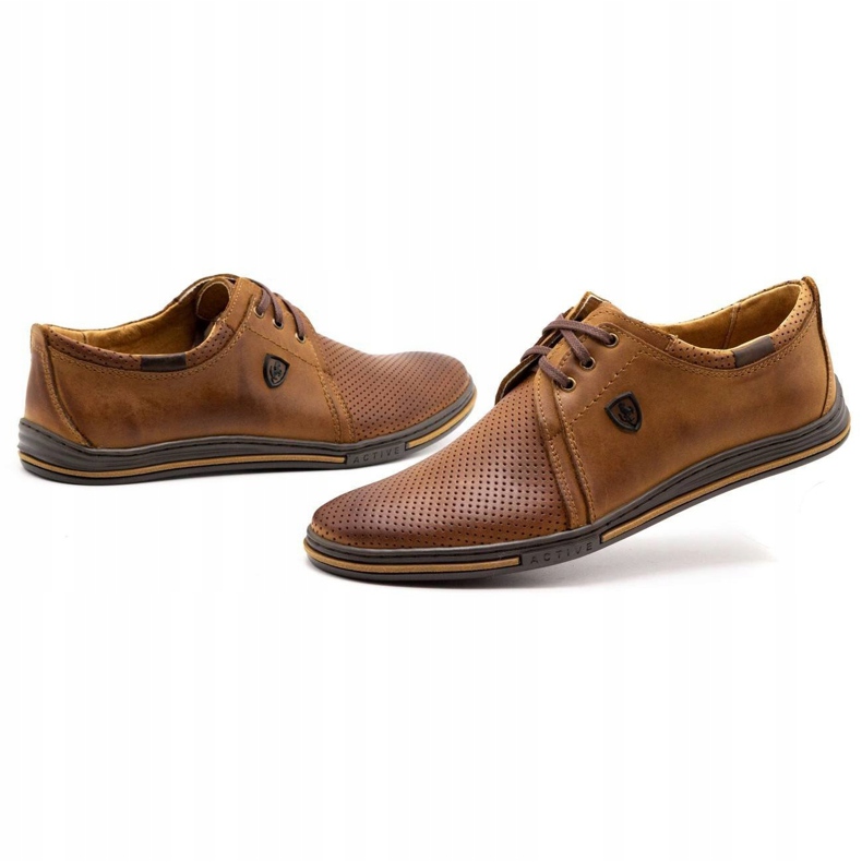 Polbut Férfi bőrcipő 343p nyílt munkás teve barna 4