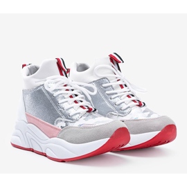 Fehér cipők vastag Cassadi talpon ezüst sokszínű 1