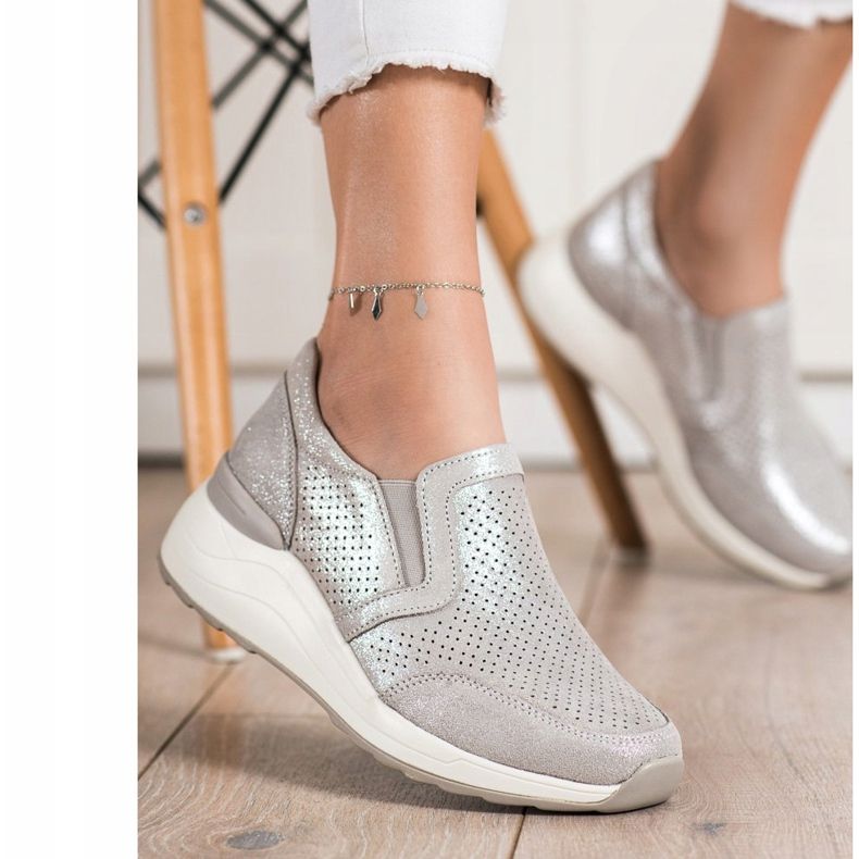 Goodin Csillogó bőr cipők bézs 2 Goodin Csillogó bőr cipők bézs 2