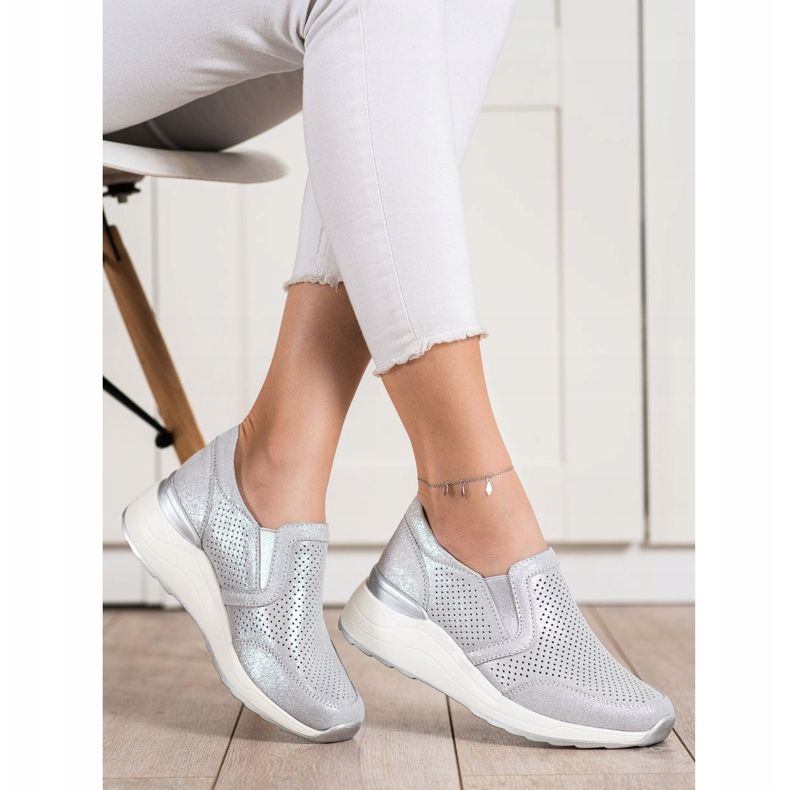 Goodin Csillogó bőr cipők szürke 2 Goodin Csillogó bőr cipők szürke 2