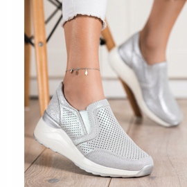 Goodin Csillogó bőr cipők szürke 1