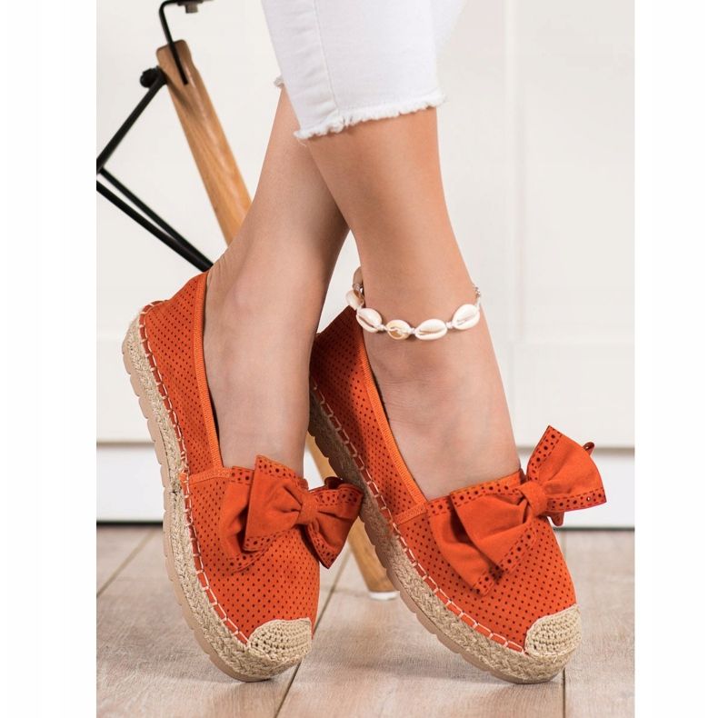 Mannika Áttört espadrillák íjjal narancs 1