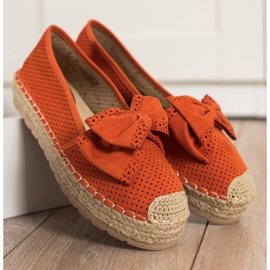 Mannika Áttört espadrillák íjjal narancs 2