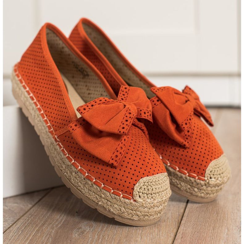 Mannika Áttört espadrillák íjjal narancs 2