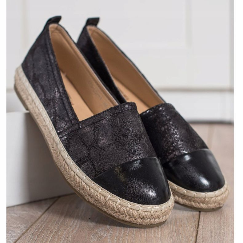 Bestelle Fényes Espadrilles Eco Bőrrel fekete 2