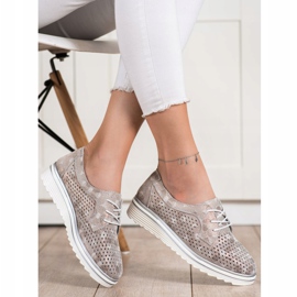 Goodin Áttört bőrcipő bézs barna aranysárga 1