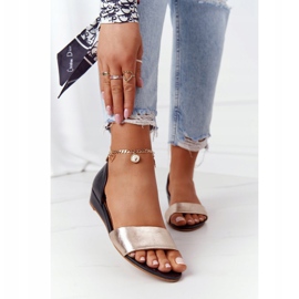 Maciejka bőr szandál 1971-46 Fekete és arany 2