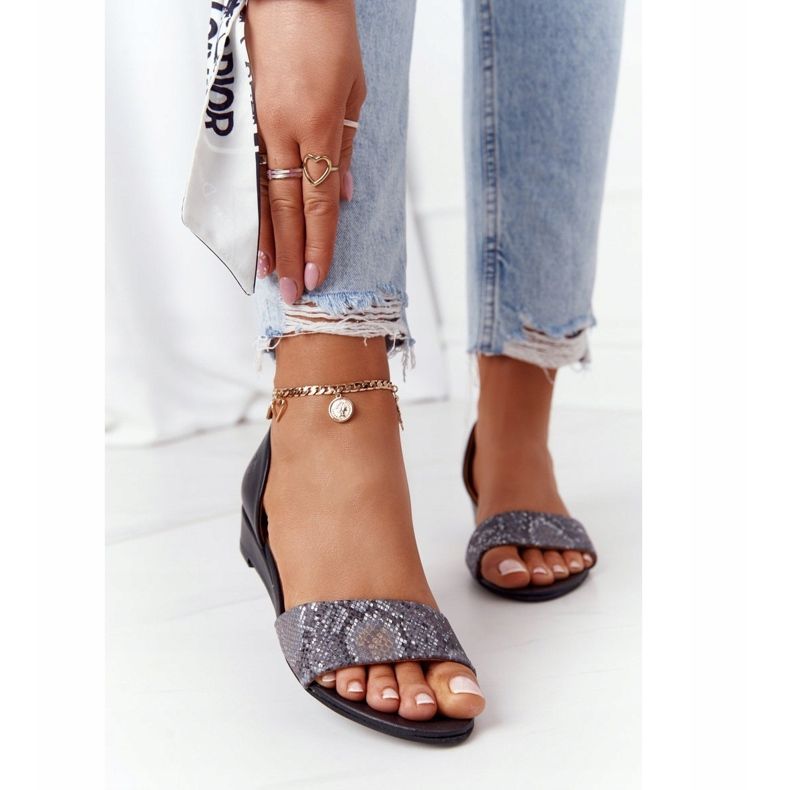 Maciejka bőr szandál 1971-59 Fekete és szürke bézs barna 2