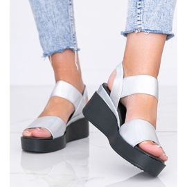 Ezüst holografikus ék Tiffi szandál 1