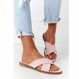 Női velúr rózsaszín papucs Edesa 2