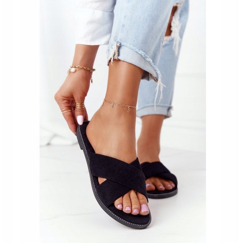 Női velúr fekete papucs Edesa 2