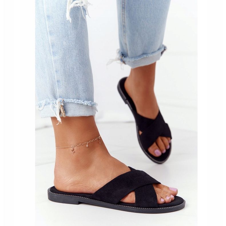 Női velúr fekete papucs Edesa 1