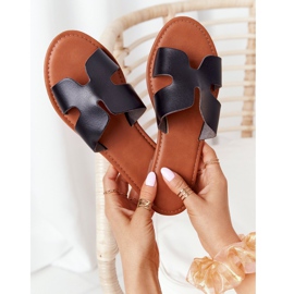 Női fekete bőr papucs Seres 2