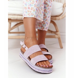 Velúr szandál a lila Olympia platformon 2