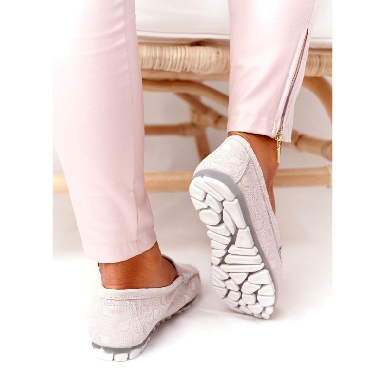 Rio Flore Környezetbarát Bőr Cipők Bézs szürke 4