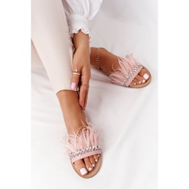 Papucs tollal Lu Boo Pink rózsaszín 1 Papucs tollal Lu Boo Pink rózsaszín 1