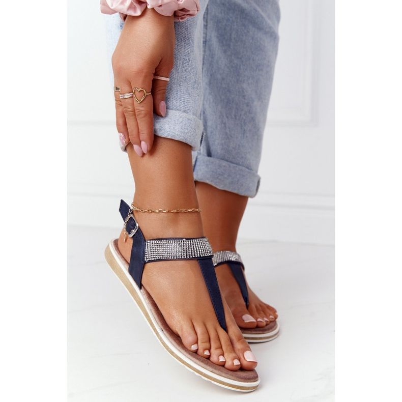 S.Barski Szandál Papucs Zirconias S. Barski 701-12 Navy Blue-val barna sötétkék 1