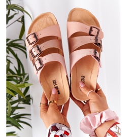 Bőr profilozott papucs Big Star HH274586 Rózsaszín-réz 1