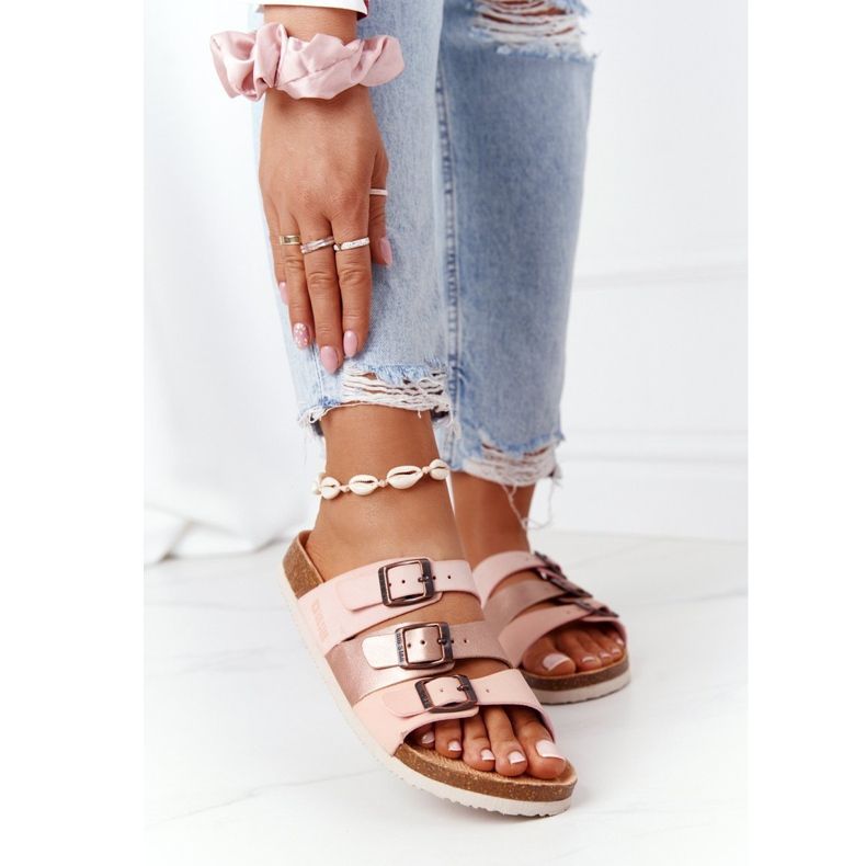 Bőr profilozott papucs Big Star HH274586 Rózsaszín-réz 2