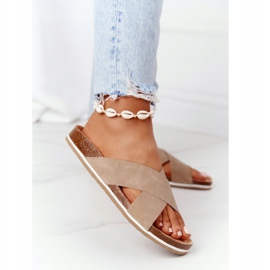 Bőr profilozott papucs Big Star HH274593 Bézs 2