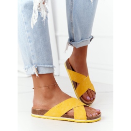 Bőr profilozott papucs Big Star HH274596 Sárga 2