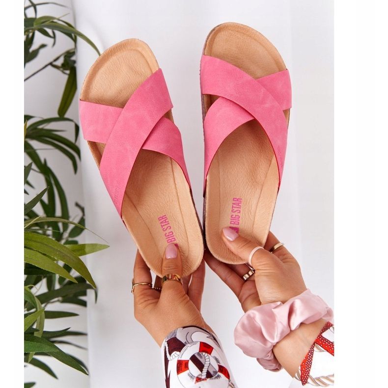 Bőr profilozott papucs Big Star HH274597 Fuchsia rózsaszín 1