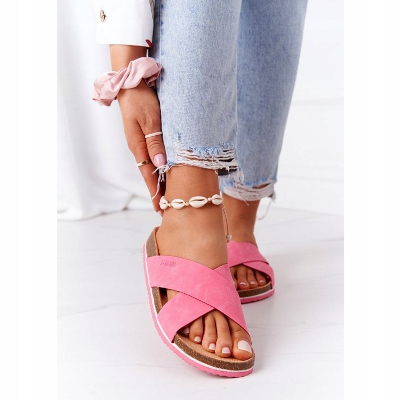 Bőr profilozott papucs Big Star HH274597 Fuchsia rózsaszín 2