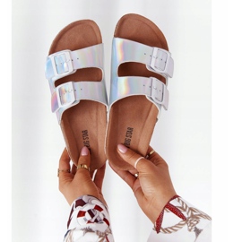 Bőr profilozott papucs Big Star HH274895 ezüst 1