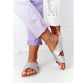 Bőr profilozott papucs Big Star HH274650 ezüst 2 Bőr profilozott papucs Big Star HH274650 ezüst 2