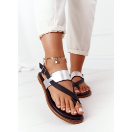 Bőr szandál Papucs Big Star HH274712 Fekete és ezüst 2