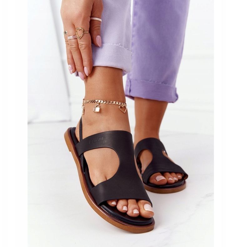 Bőr szandál mandzsettával Big Star HH274715 Fekete 2