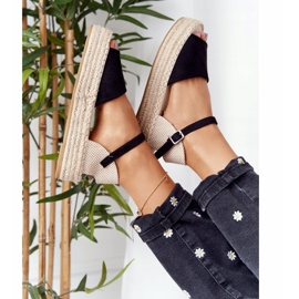 Fekete Megara fekete szandál a fonott platformon bézs 1