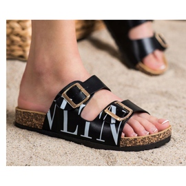 SHELOVET Kényelmes Eco bőr papucs fekete 1