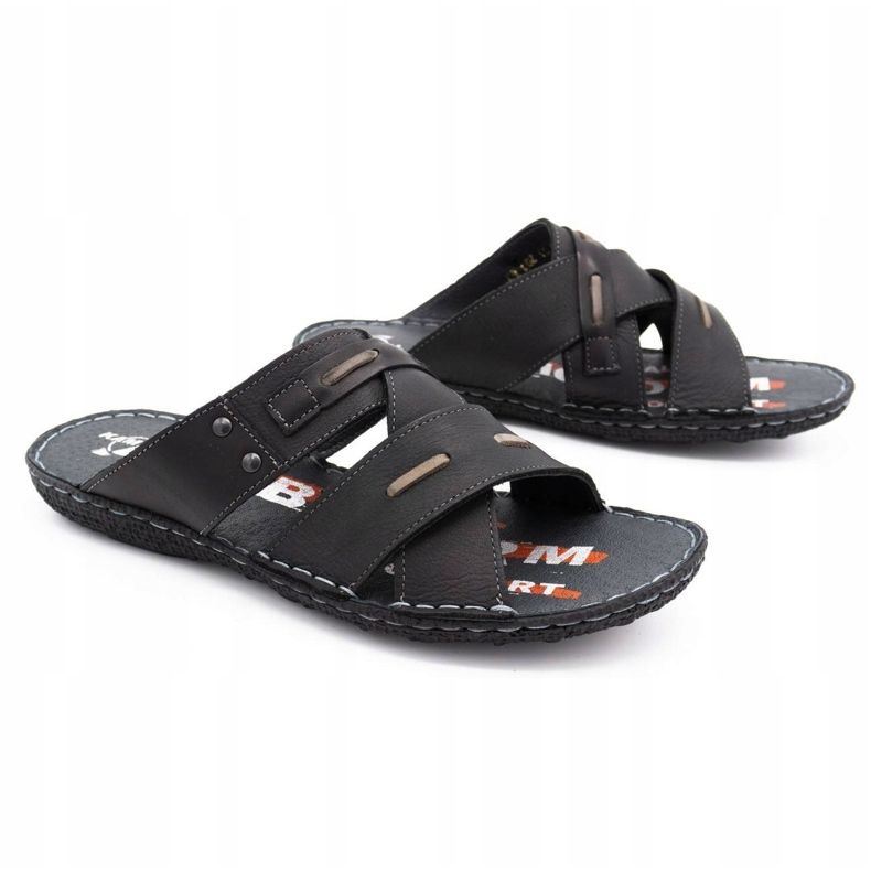 Kampol Férfi bőrpapucs 201/3 fekete 3