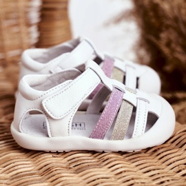 Apawwa Gyermek szandál tépőzáras csillogó fehér Ontario rózsaszín aranysárga 3