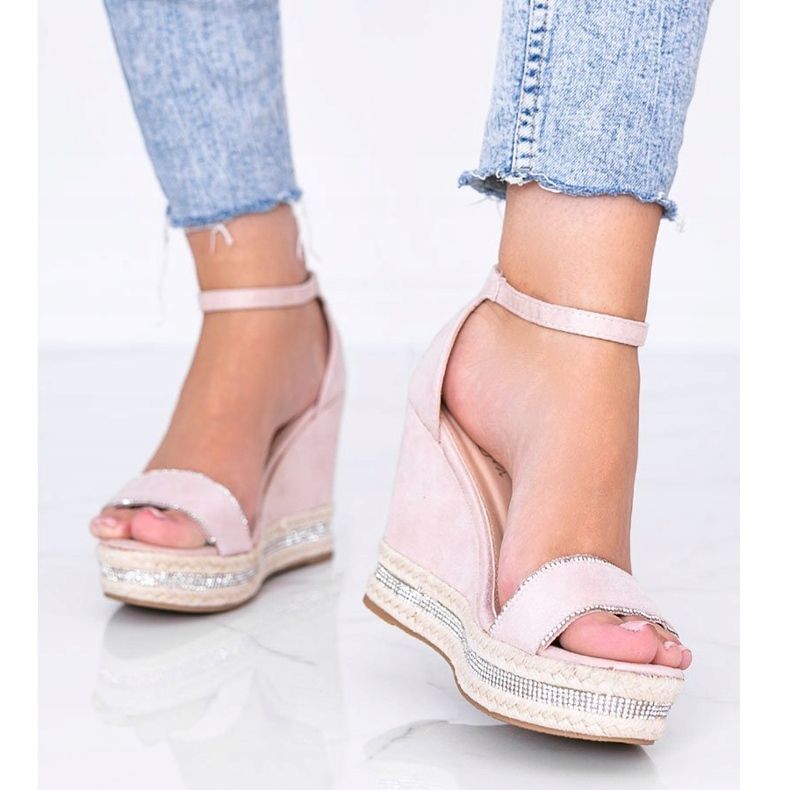 Bézs színű ék szandál Sun Sparrow kubikus cirkóniával 1