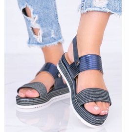 Tengerkék szandál vaskos Senorita talpon sötétkék 1