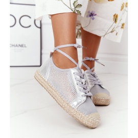 S.Barski Fűzött áttört espadrilles S. Barski L17704 ezüst 2