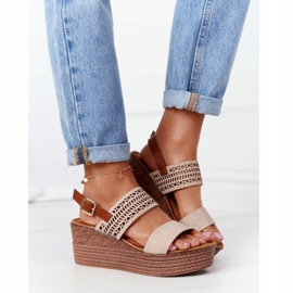 S.Barski Áttört ék szandál S. Barski GD-47 Bézs 1