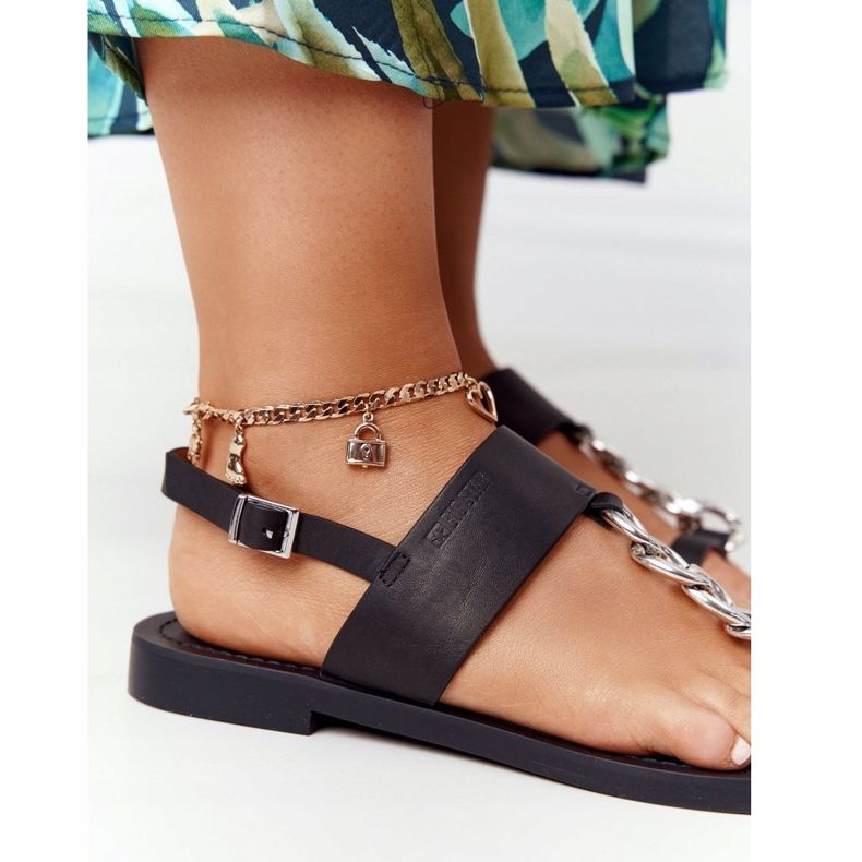 Bőr szandál Papucs Big Star HH274705 Fekete 1