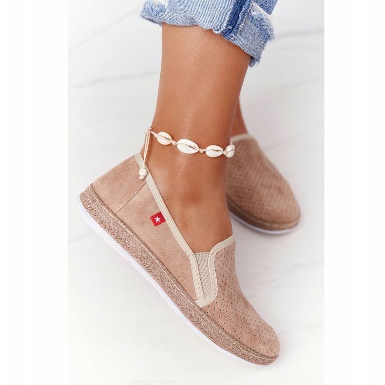 Áttört espadrilles Big Star FF276035 Bézs 1