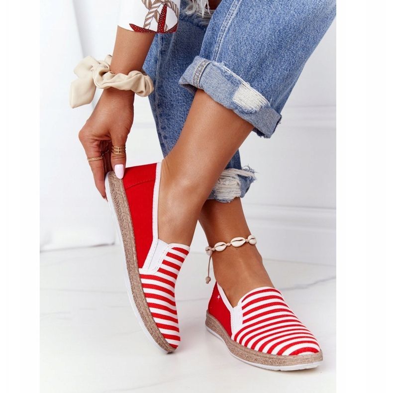 Női espadrilles Big Star HH276003 piros-fehér 1