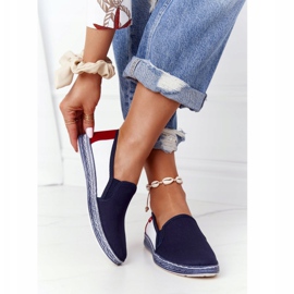 Női espadrilles Big Star HH276008 Navy Blue-White fehér piros sötétkék 1