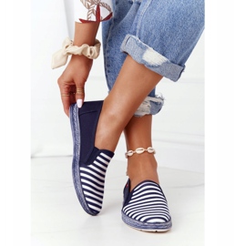 Női espadrilles Big Star HH276002 Navy Blue-White fehér sötétkék 2