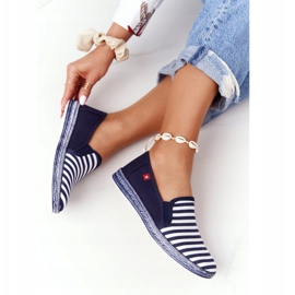 Női espadrilles Big Star HH276002 Navy Blue-White fehér sötétkék 1