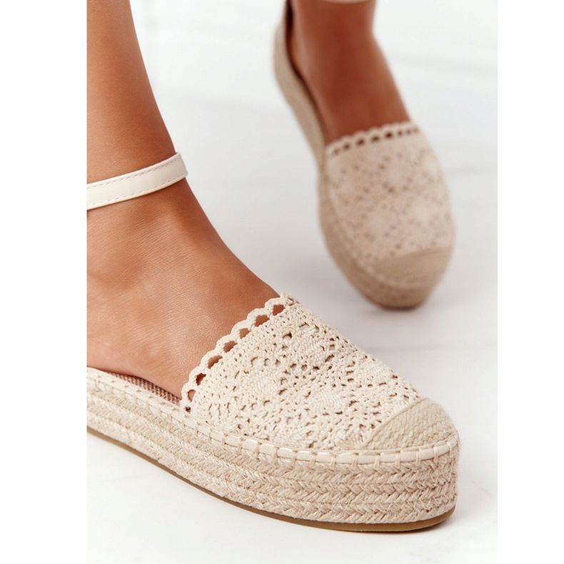 Csipke espadrillák fonott bézs platformon Larissa 1 Csipke espadrillák fonott bézs platformon Larissa 1
