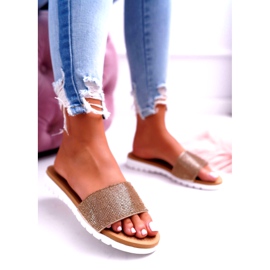 Lu Boo női arany flitteres papucsok aranysárga 2