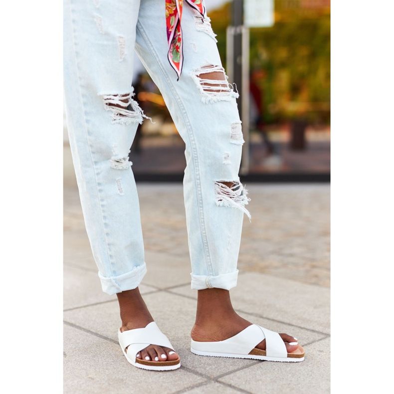 Bőr profilú papucs Big Star HH274647 Fehér 1